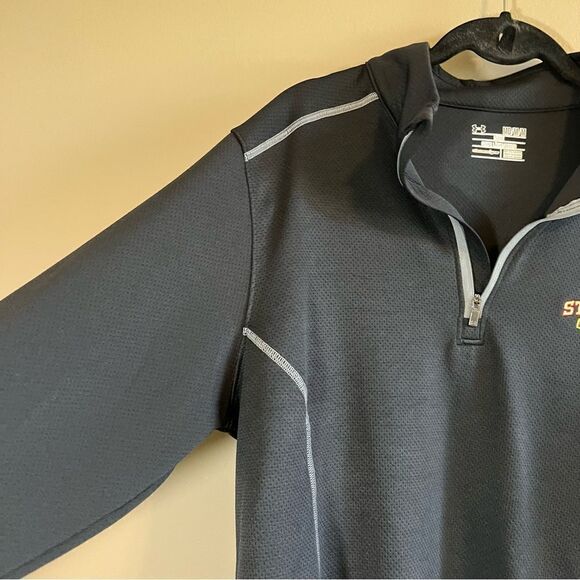 ✨ Under Armour Quarter Zip Men’s Medium Black Loose Pullover Iowa State - Picture 5 of 10